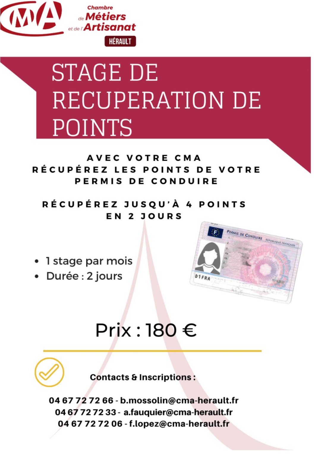 Stage récupération de points - Chambre de Métiers et de l'Artisanat de ...
