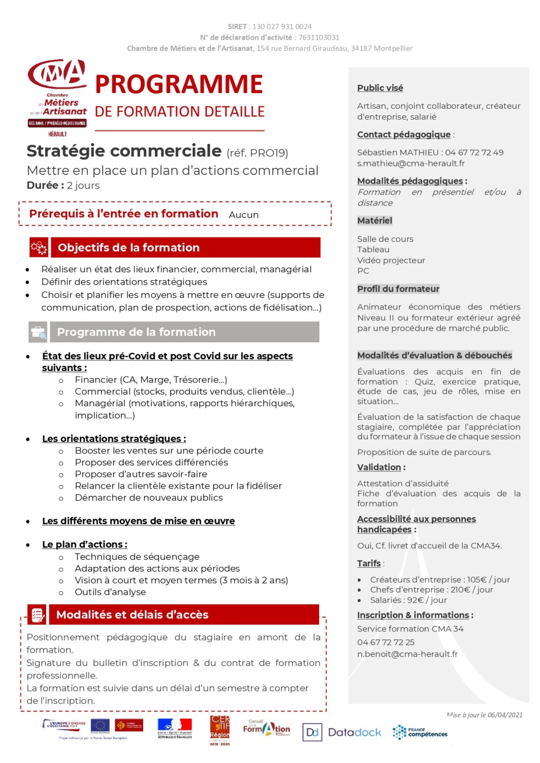 Mettre en place un plan d’actions commercial  Chambre des Métiers et