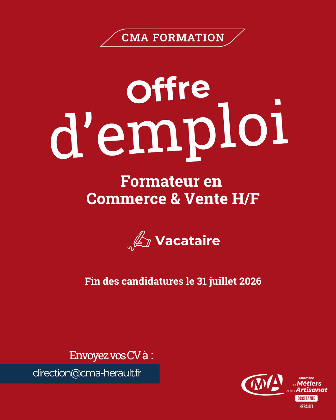 You are currently viewing Recrutement : Formateur vacataire en Commerce & Vente (H/F)